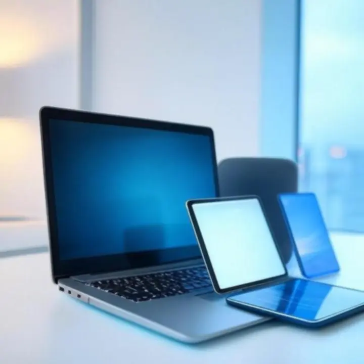 Linia nowoczesnych urządzeń: smartfony, laptopy, tablety i sprzęt smart home