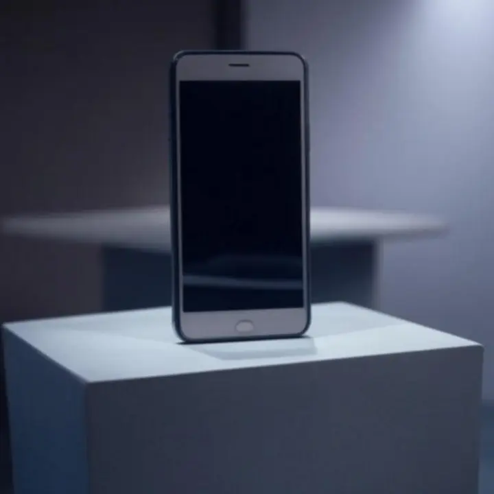 Prezentacja najnowszego smartfona na futurystycznym tle