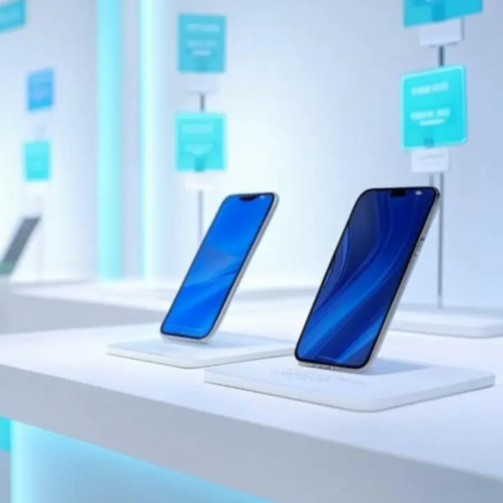 Promocyjna prezentacja smartfonów na neonowym tle